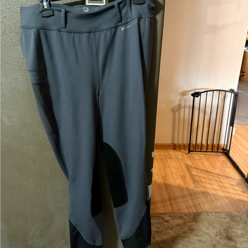 Noble Equestrian Grey womens stretchy English riding breeches